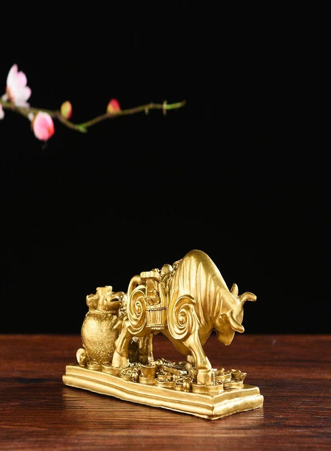 BRASSTAR Resin Fengshui Statue Bull Bring Gold Attract Wealth Fortune Luck Gather Wall Street Business Gifts Financial Securities Mascot Office Home Decor PTWQ020 - Image 3